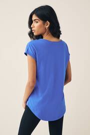 Blue Cobalt V-Neck Cotton Rich Cap Sleeve T-Shirt - Image 2 of 6