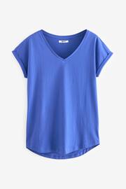 Blue Cobalt V-Neck Cotton Rich Cap Sleeve T-Shirt - Image 5 of 6