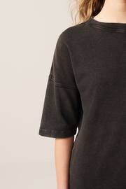 Charcoal Grey 100% Cotton Heavyweight Longline Relaxed Fit Crew Neck T-Shirt - Image 5 of 7