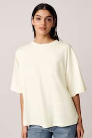 Ecru White 100% Cotton Heavyweight Relaxed Fit Crew Neck T-Shirt - Image 1 of 6