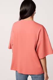 Pink 100% Cotton Heavyweight Relaxed Fit Crew Neck T-Shirt - Image 3 of 6