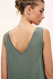 Green Sleeveless Slouch V-Neck Mini Dress - Image 4 of 4