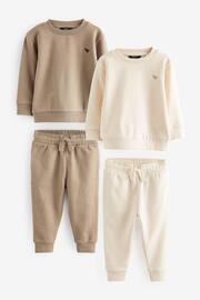 Stone/Cream 2 Pack Sweatshirt and Jogger Set (3mths-7yrs) - Image 3 of 7