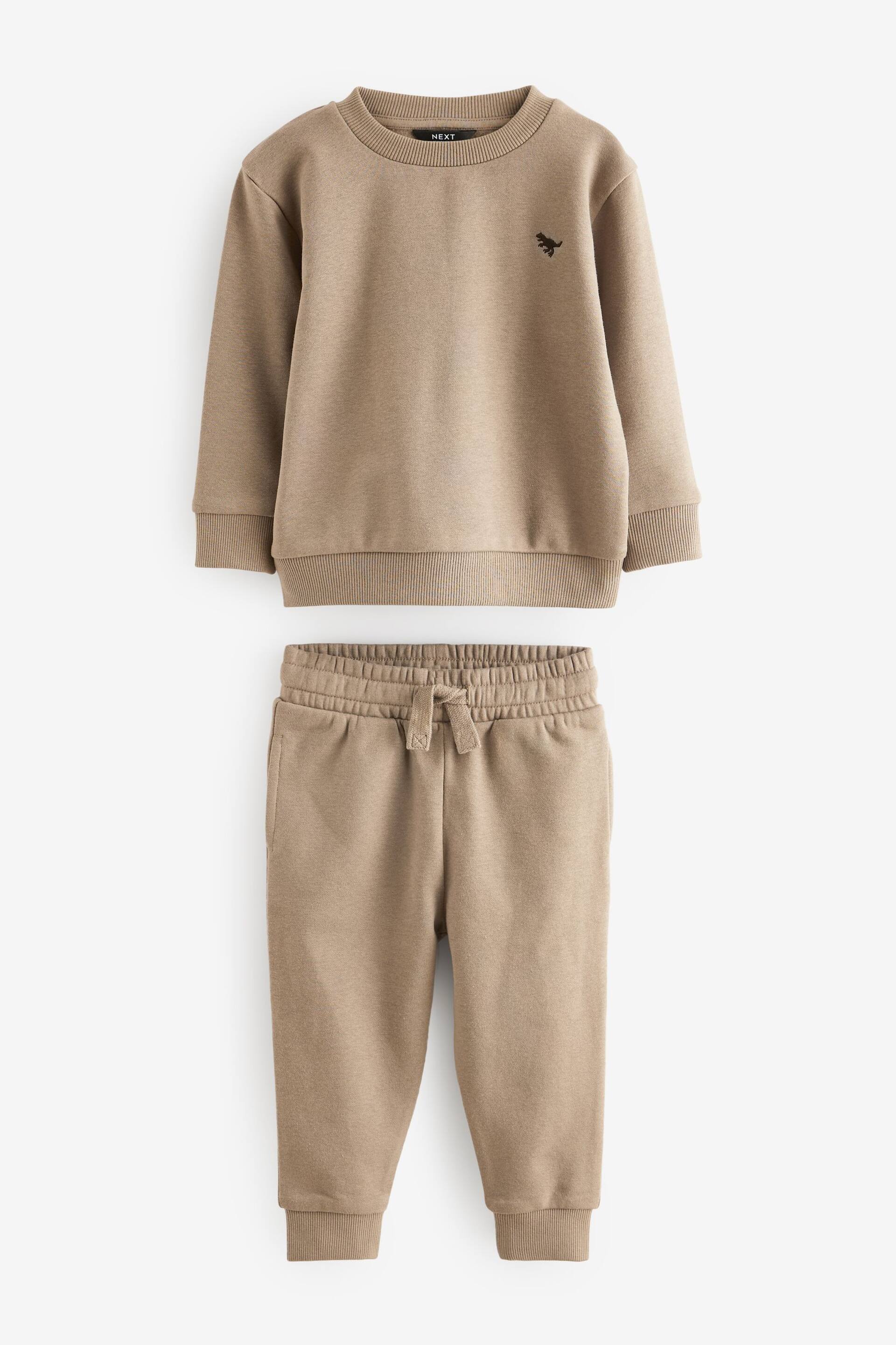 Stone/Cream 2 Pack Sweatshirt and Jogger Set (3mths-7yrs) - Image 4 of 7