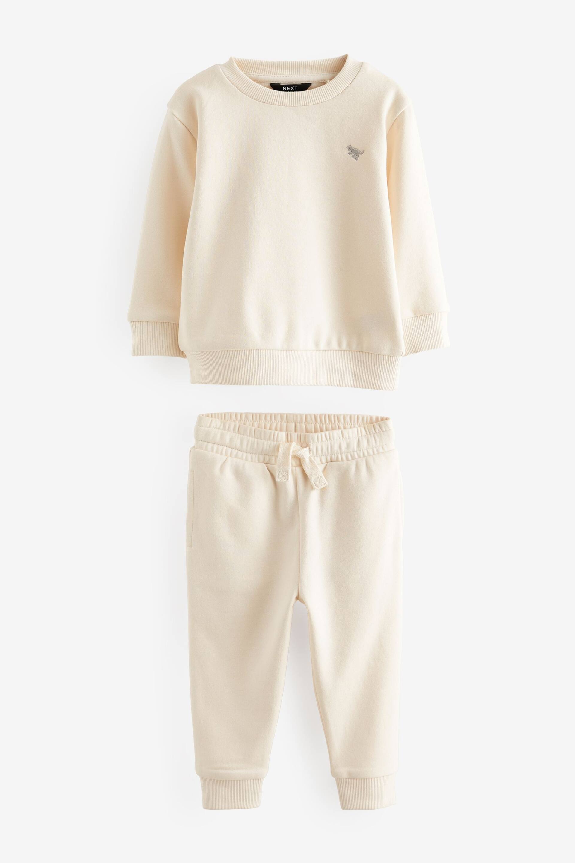 Stone/Cream 2 Pack Sweatshirt and Jogger Set (3mths-7yrs) - Image 5 of 7