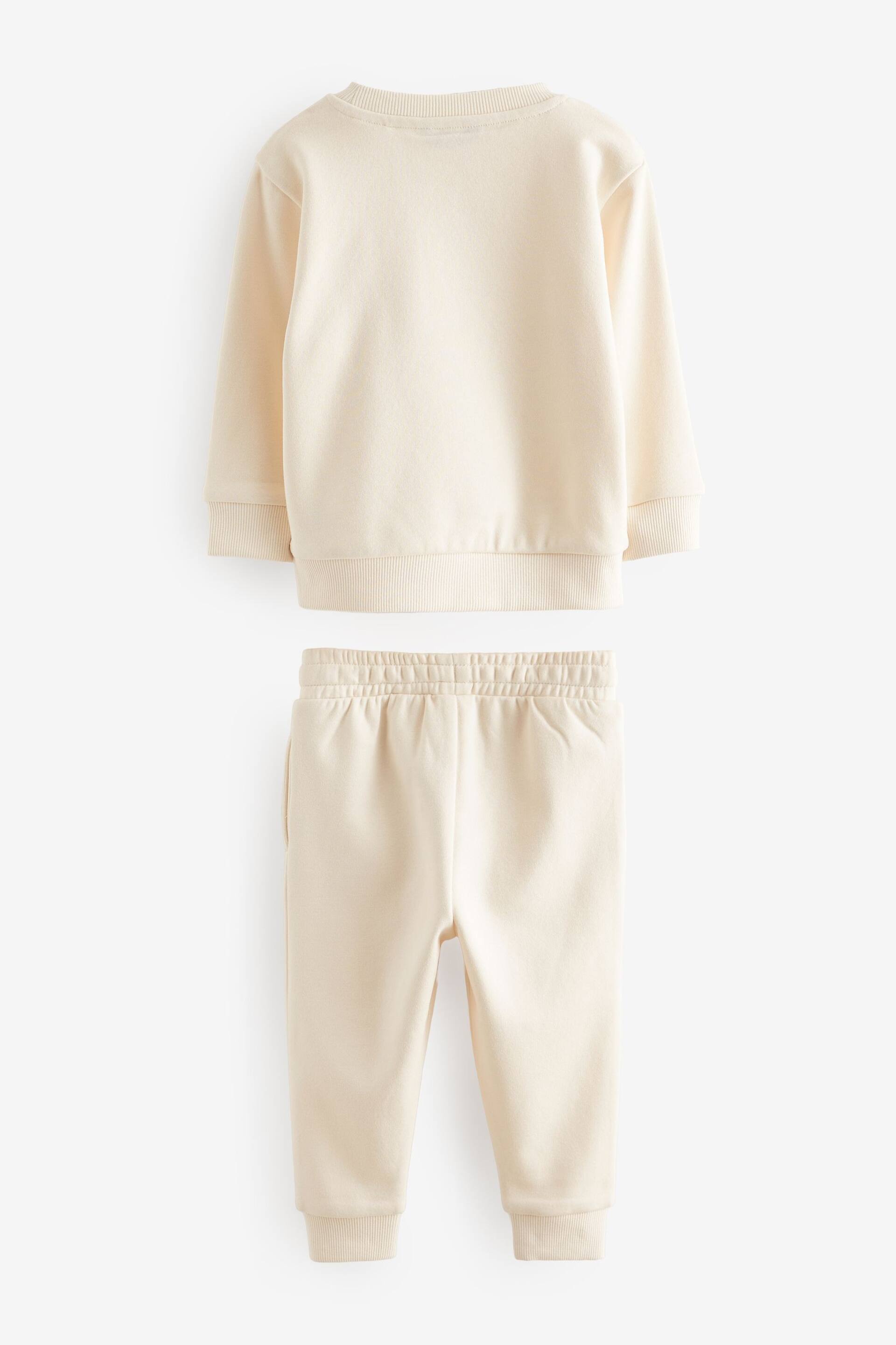 Stone/Cream 2 Pack Sweatshirt and Jogger Set (3mths-7yrs) - Image 6 of 7