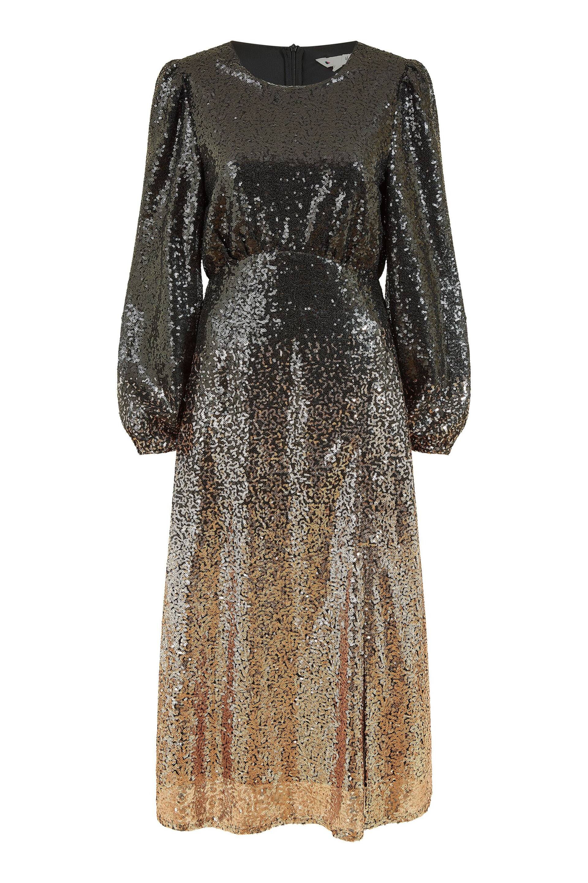 Yumi Black Sequin Ombre Long Sleeve Midi Dress - Image 5 of 5