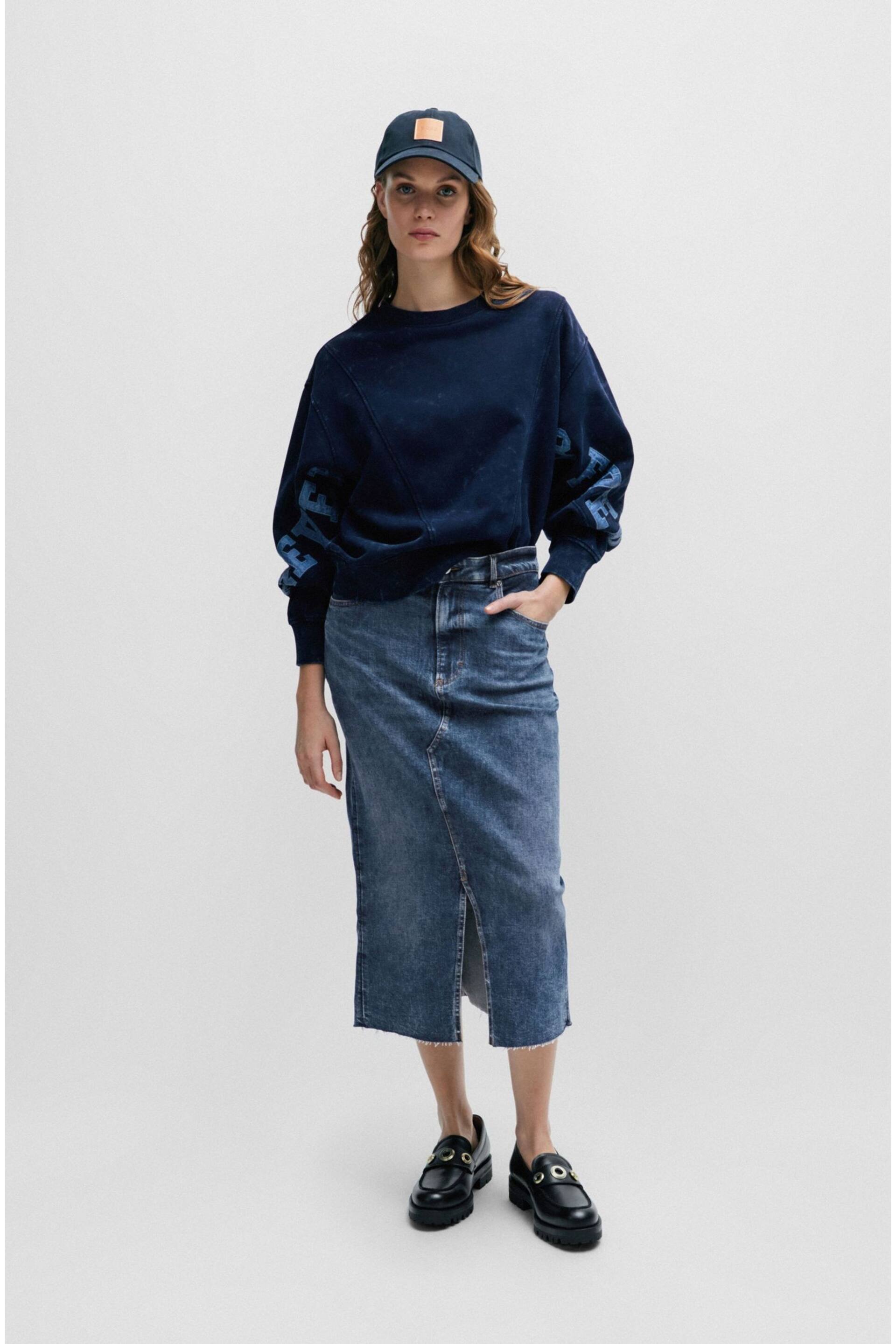 BOSS Mid Blue Slim Fit Stretch Midi Denim Skirt - Image 1 of 5