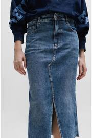 BOSS Mid Blue Slim Fit Stretch Midi Denim Skirt - Image 4 of 5