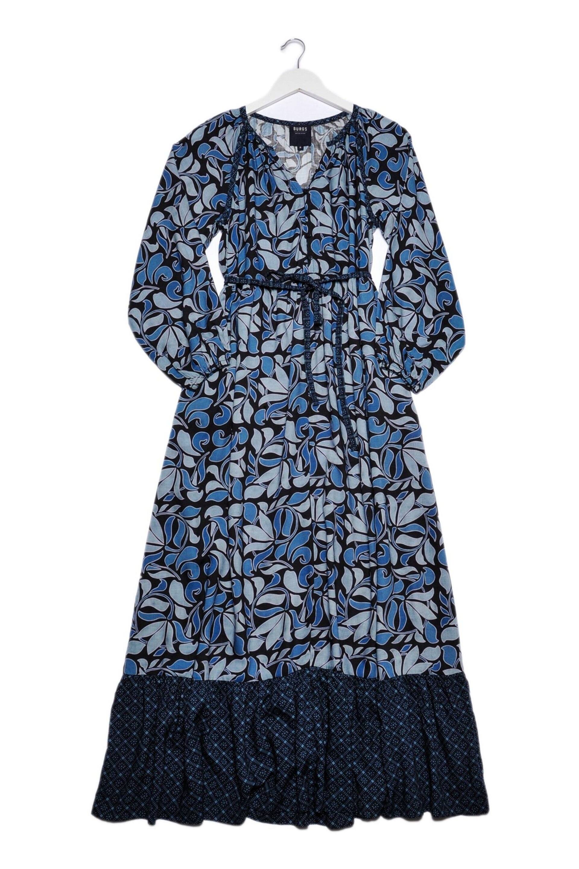Burgs Womens Blue Penhallow Midi Mix Print Woven Dress - Image 6 of 6