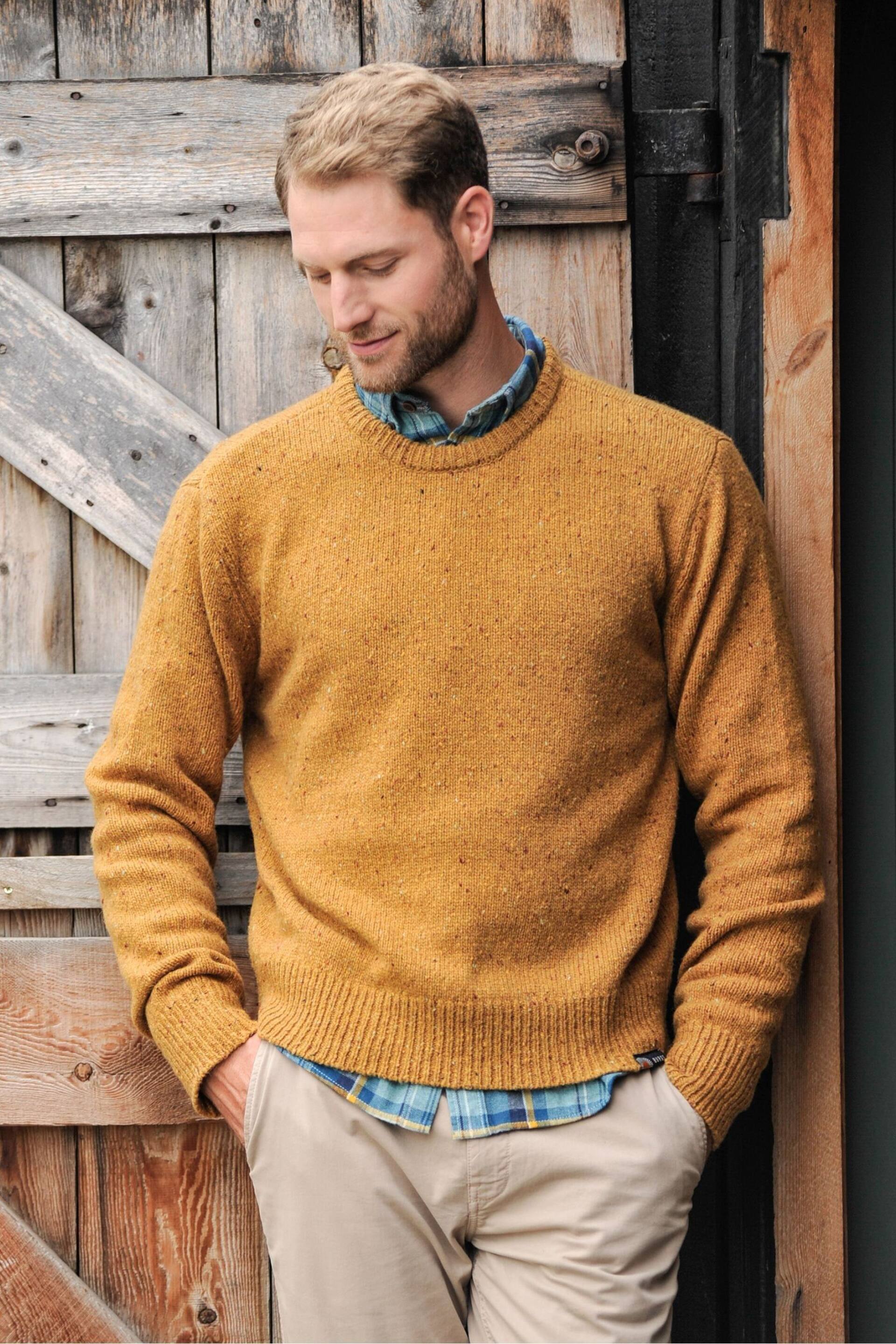 Burgs Mornick Mens Rich Neppy Knit Crew Neck Jumper - Image 1 of 6