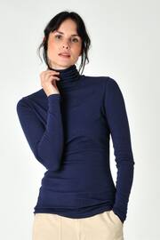 Burgs Womens Blue Agnes Roll Neck T-Shirt - Image 1 of 5