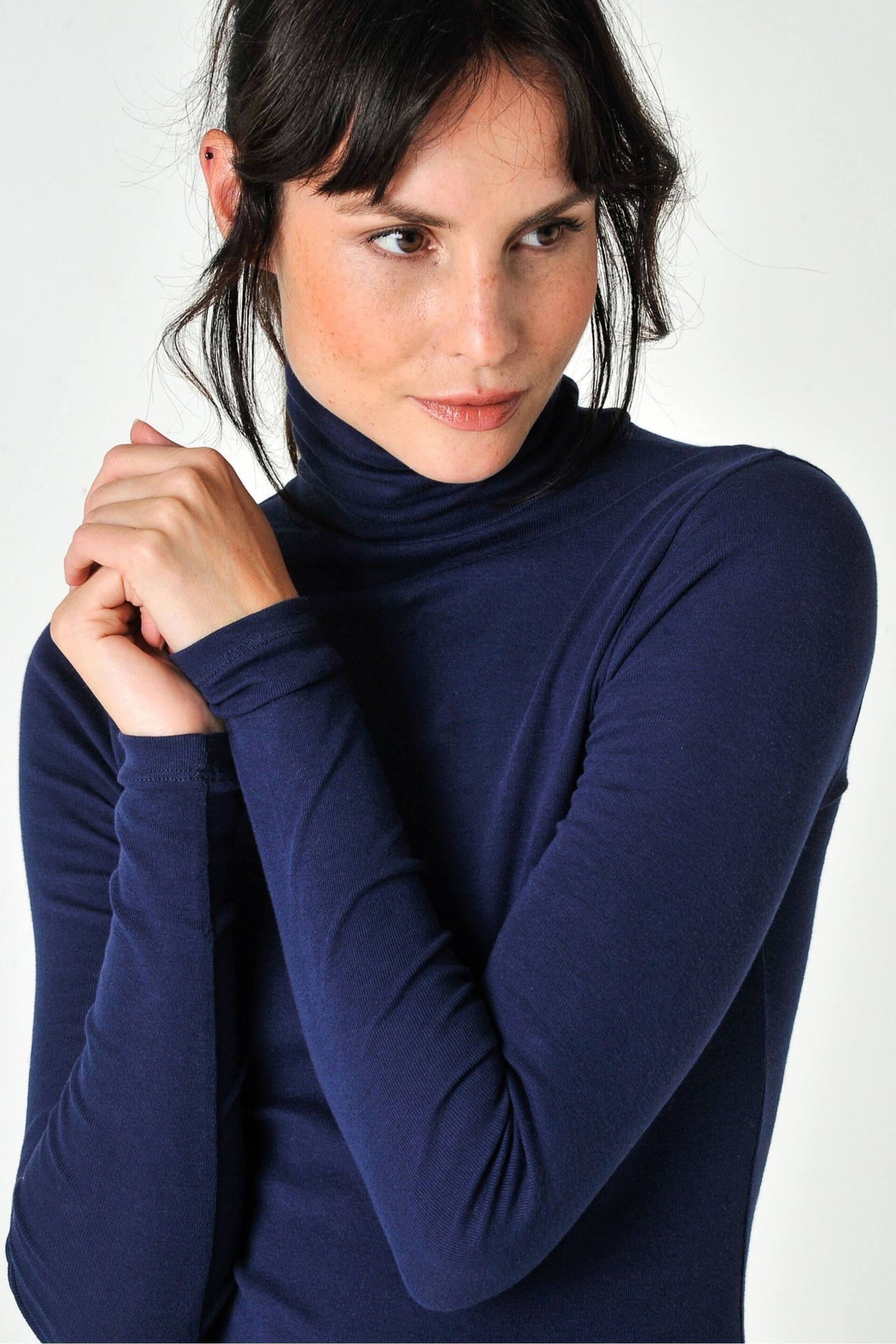 Burgs Womens Blue Agnes Roll Neck T-Shirt - Image 4 of 5