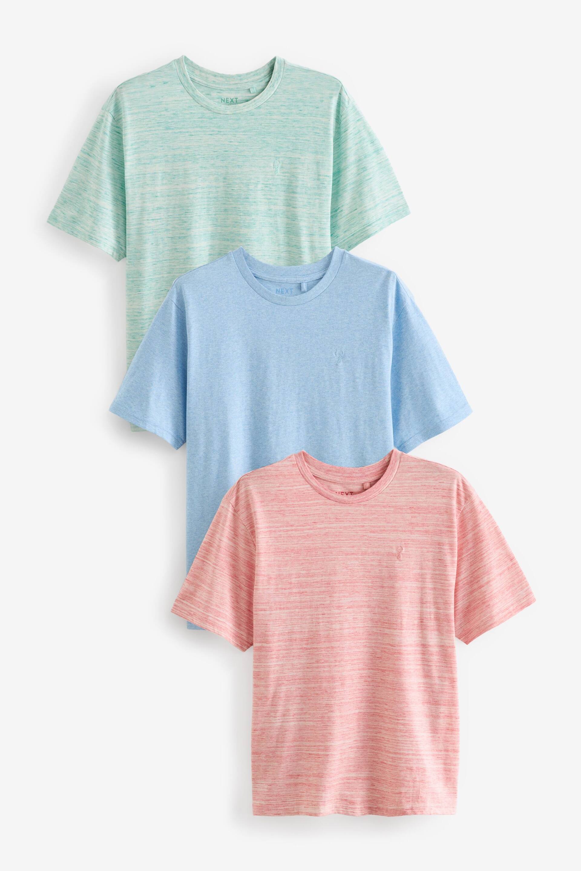 Blue/Mint Green/Pink 3PK Stag Marl T-Shirts - Image 8 of 12