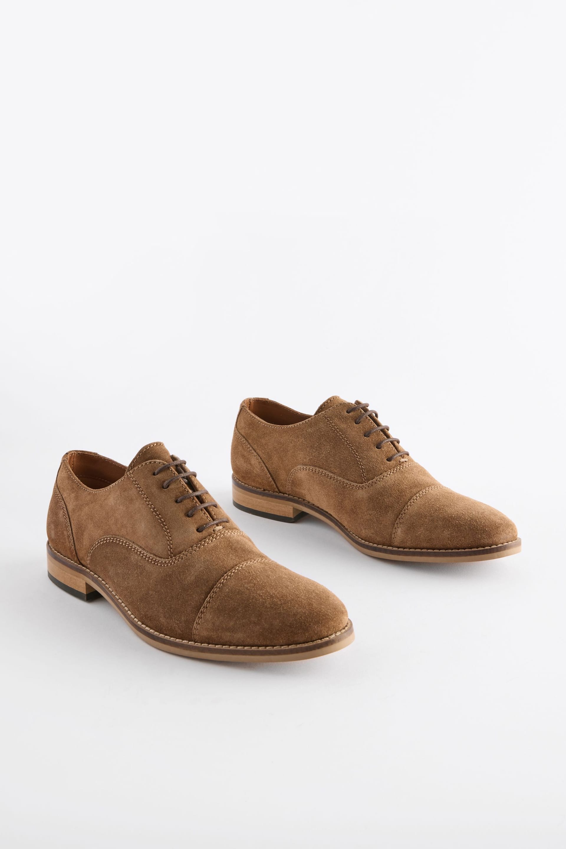 Stone Suede Contrast Sole Toecap Shoes - Image 2 of 6
