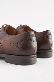 Brown Leather Embossed Brogues Shoes - Image 3 of 7