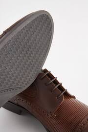 Brown Leather Embossed Brogues Shoes - Image 6 of 7