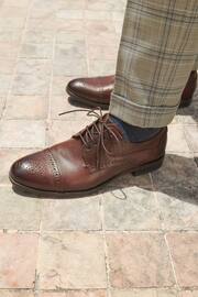 Brown Leather Embossed Brogues Shoes - Image 7 of 7