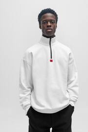 HUGO White Relaxed Fit Zip Neck Sweatshirt - Image 1 of 5