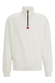 HUGO White Relaxed Fit Zip Neck Sweatshirt - Image 5 of 5