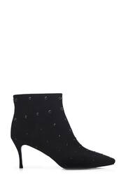 Moda in Pelle Wenoa Sq Toe Kitten Heel Crystal Stone Ankle Black Boots - Image 2 of 5