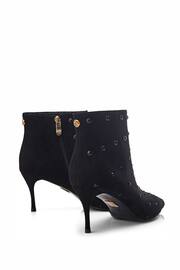 Moda in Pelle Wenoa Sq Toe Kitten Heel Crystal Stone Ankle Black Boots - Image 3 of 5