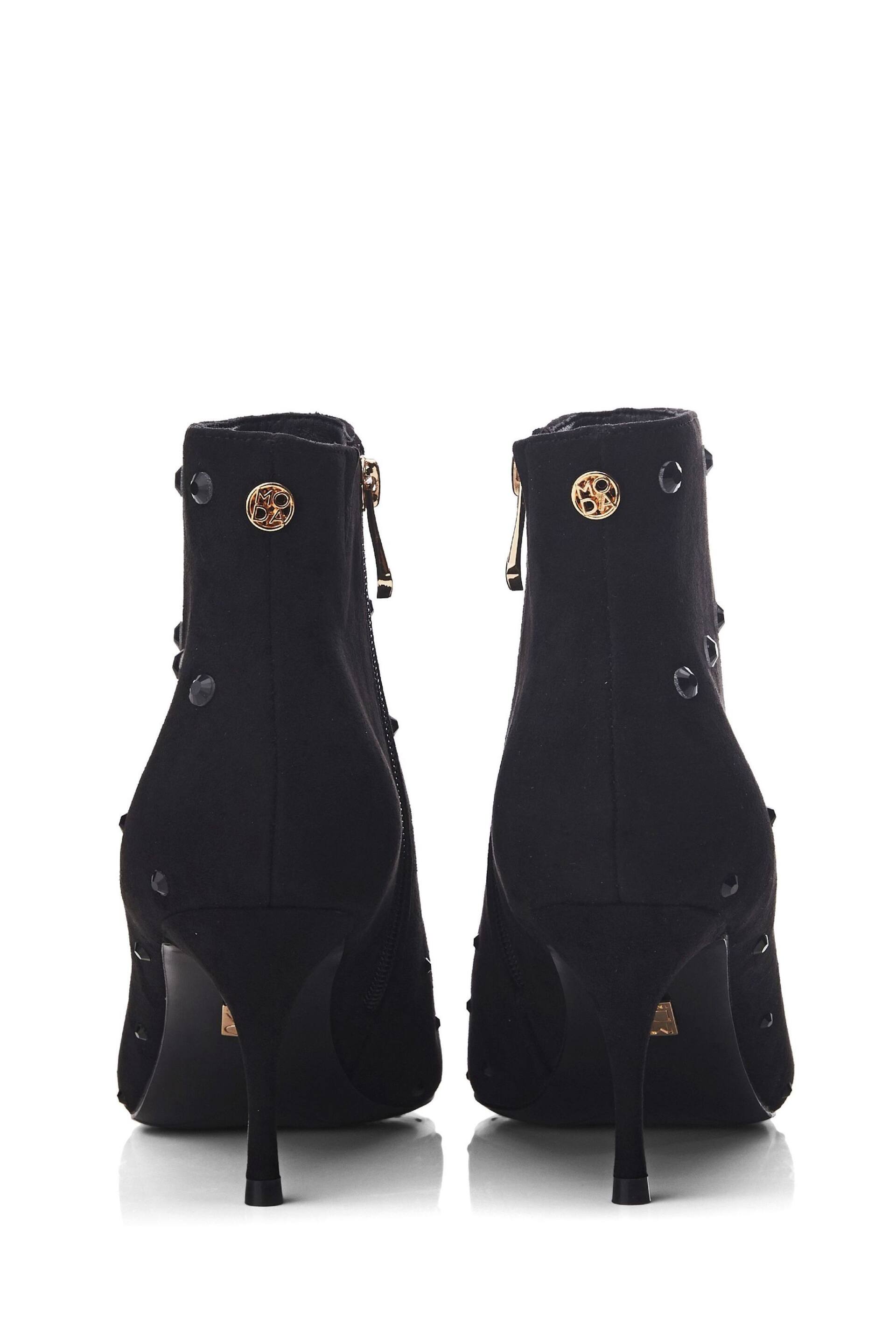 Moda in Pelle Wenoa Sq Toe Kitten Heel Crystal Stone Ankle Black Boots - Image 5 of 5