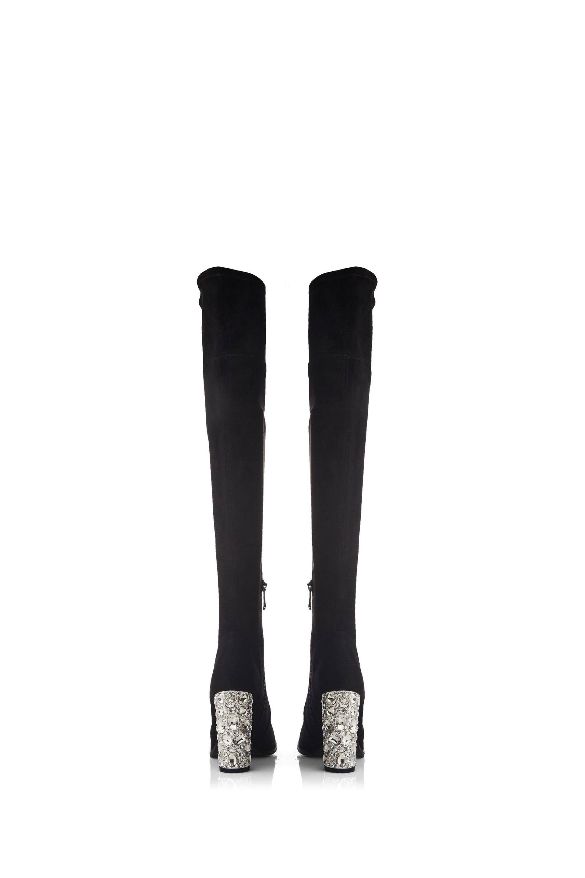 Moda in Pelle Zamaria Over Knee Microsude Black Boots With Feature Heel - Image 2 of 4