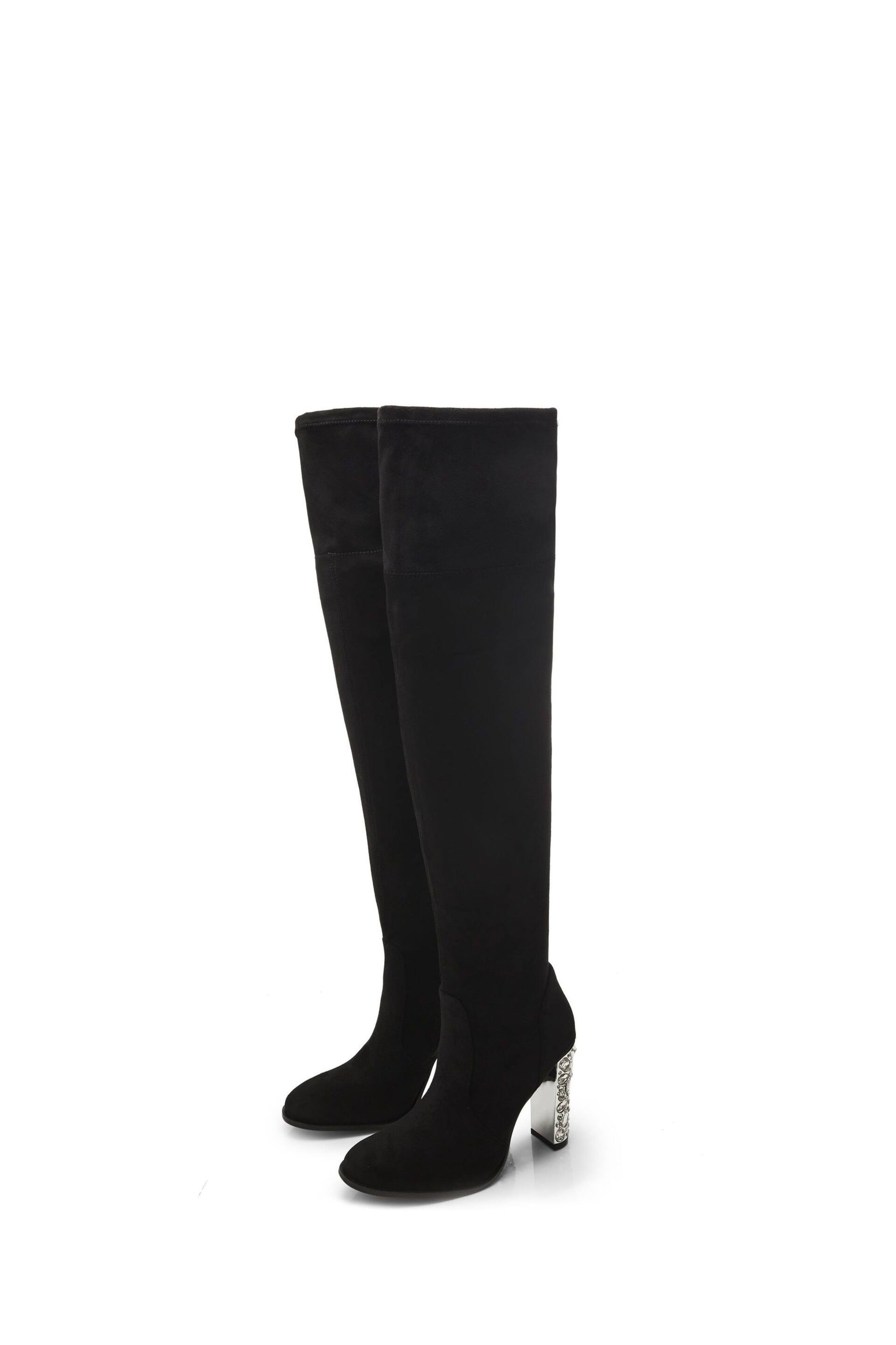Moda in Pelle Zamaria Over Knee Microsude Black Boots With Feature Heel - Image 3 of 4