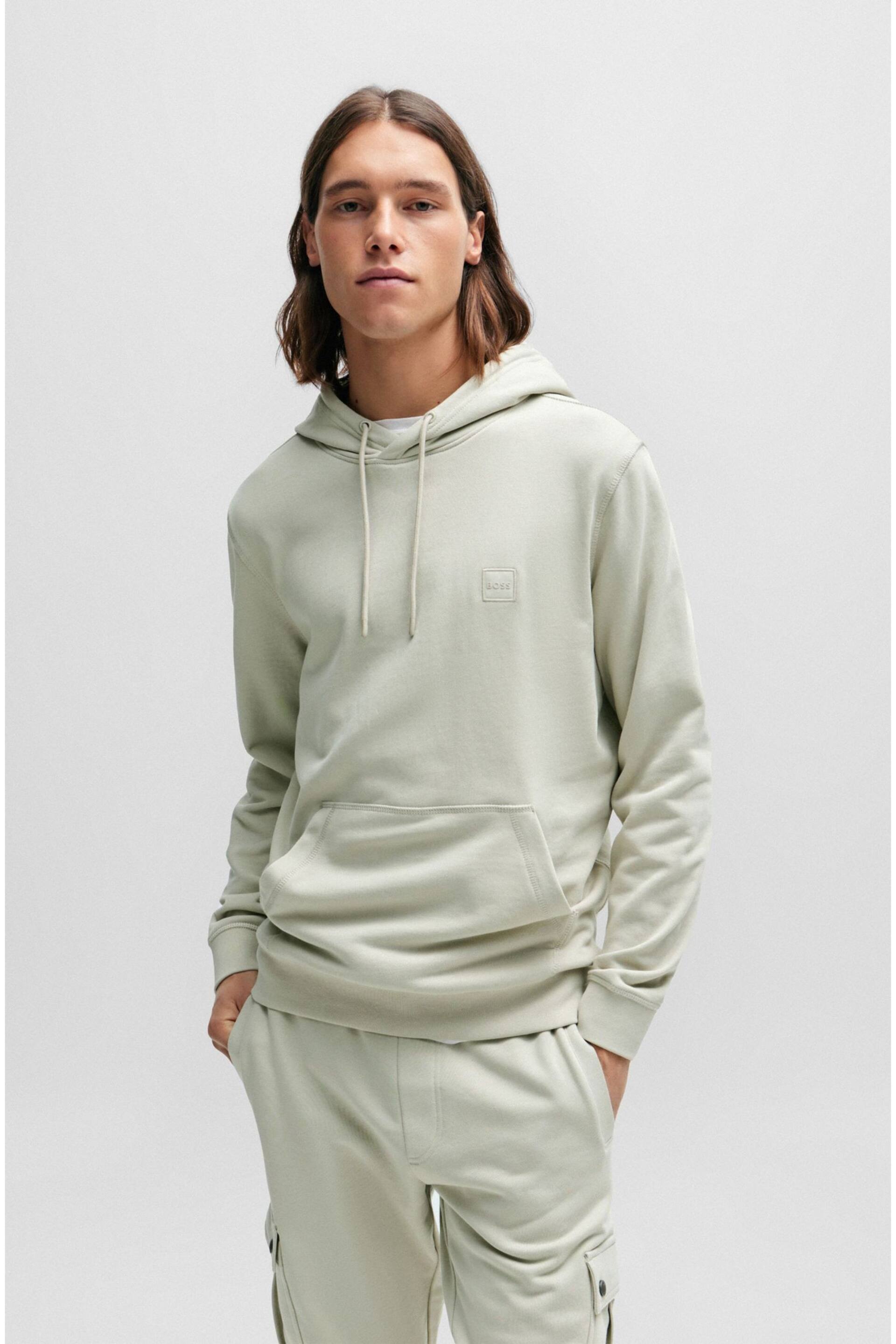 BOSS Natural Logo-Patch Hoodie In Cotton Terry - Image 1 of 5
