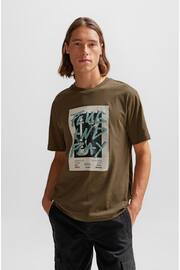BOSS Khaki Green Cotton-Jersey Regular-Fit T-Shirt With Seasonal Artwork - Image 2 of 5