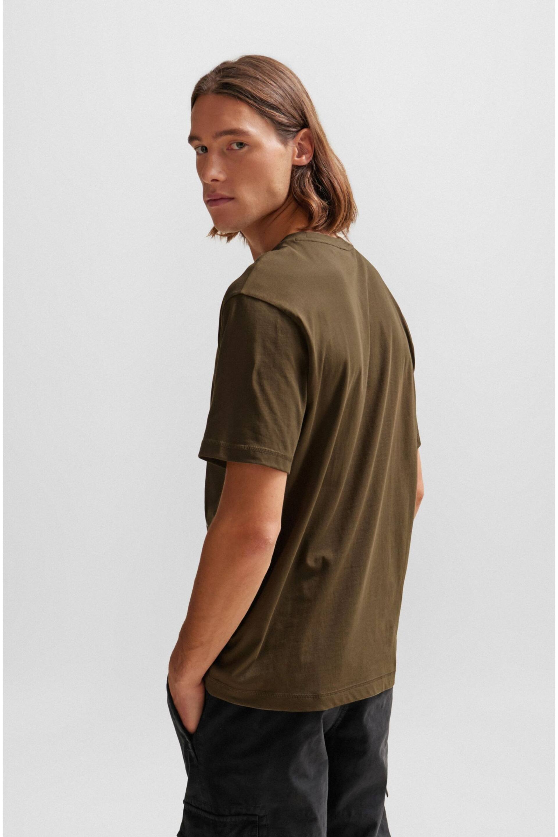 BOSS Khaki Green Cotton-Jersey Regular-Fit T-Shirt With Seasonal Artwork - Image 3 of 5