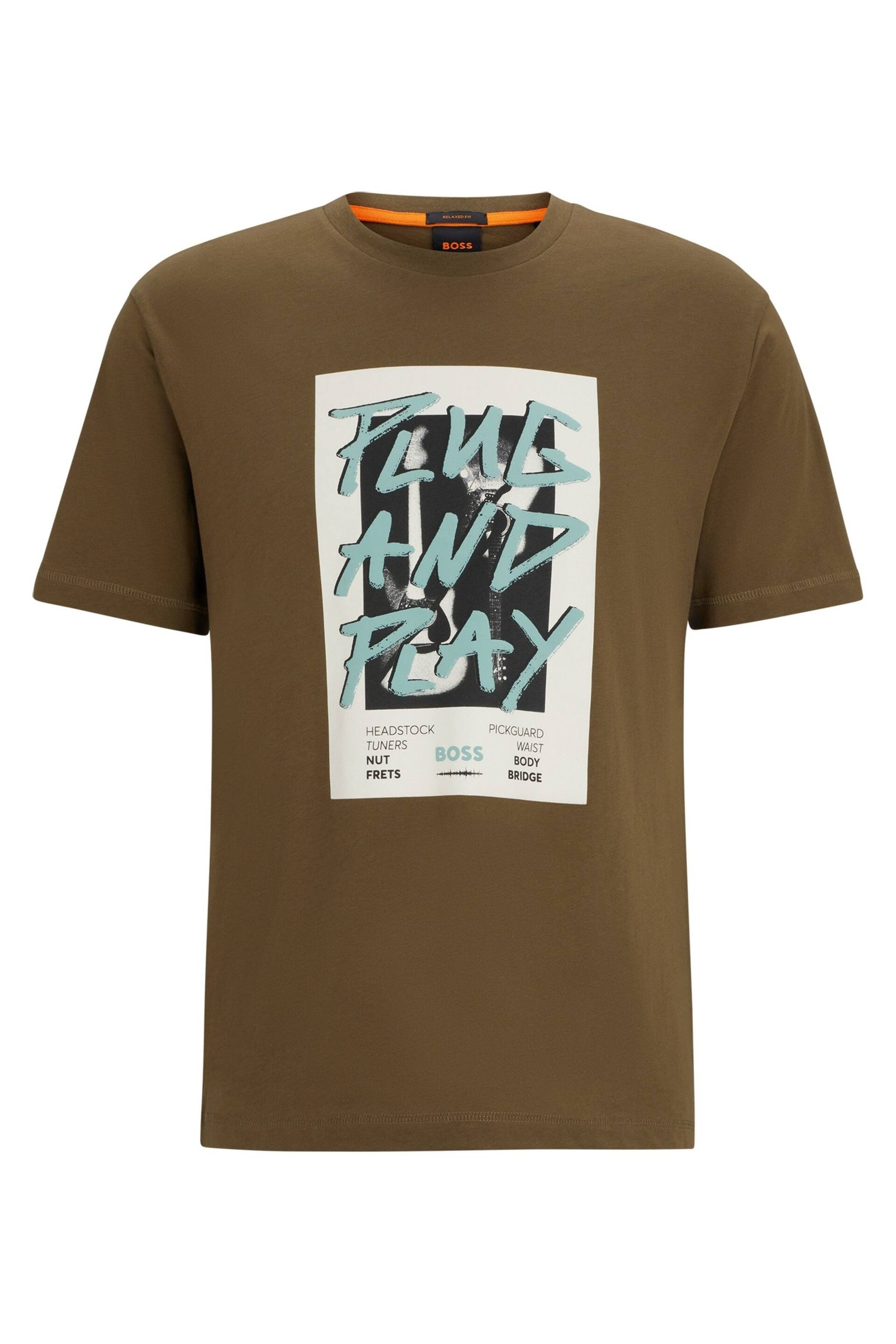 BOSS Khaki Green Cotton-Jersey Regular-Fit T-Shirt With Seasonal Artwork - Image 5 of 5