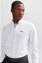 BOSS White Cotton Pique Regular Fit Shirt - Image 4 of 6