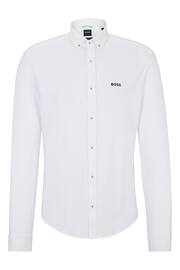 BOSS White Cotton Pique Regular Fit Shirt - Image 6 of 6