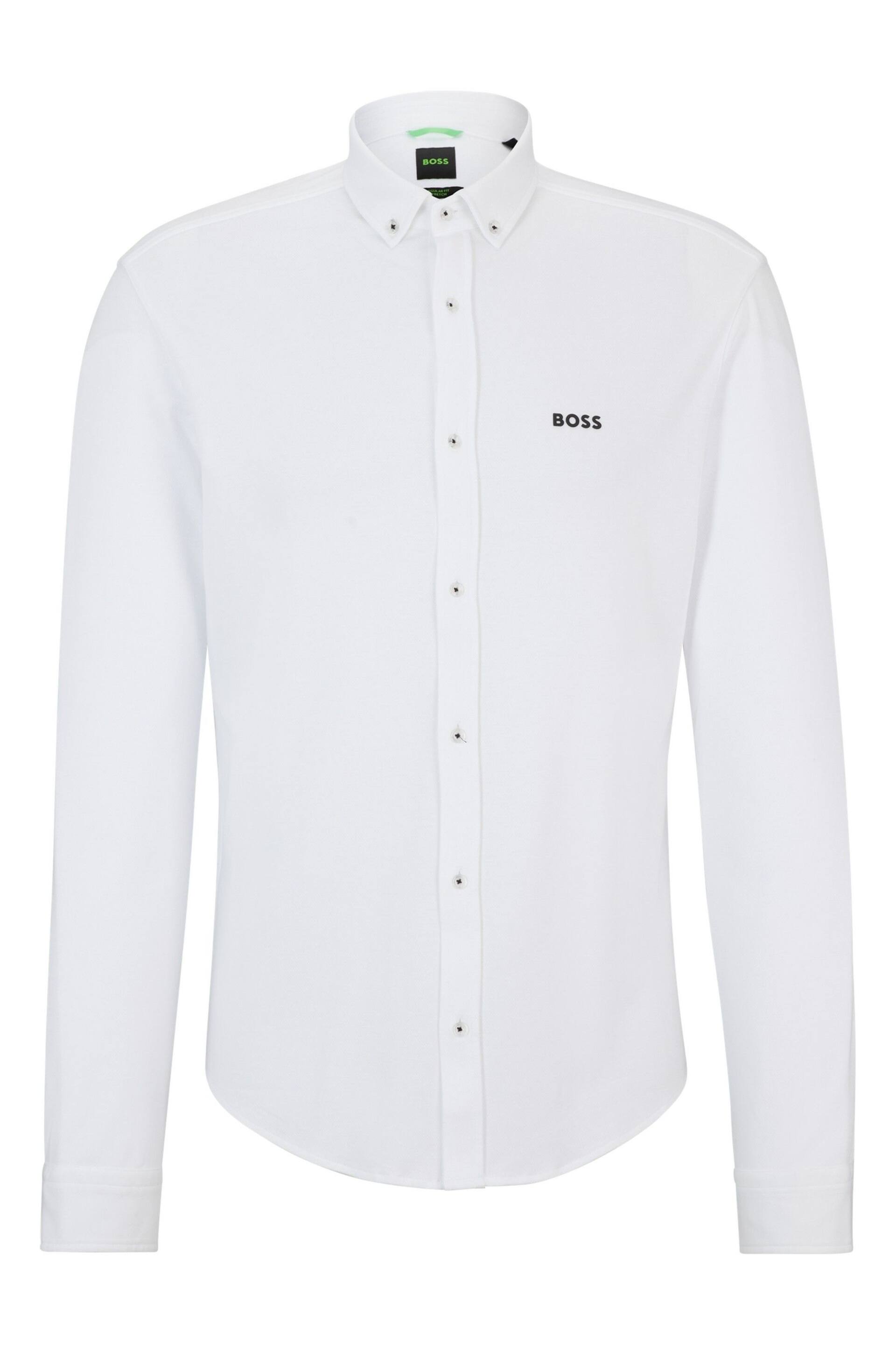 BOSS White Cotton Pique Regular Fit Shirt - Image 6 of 6