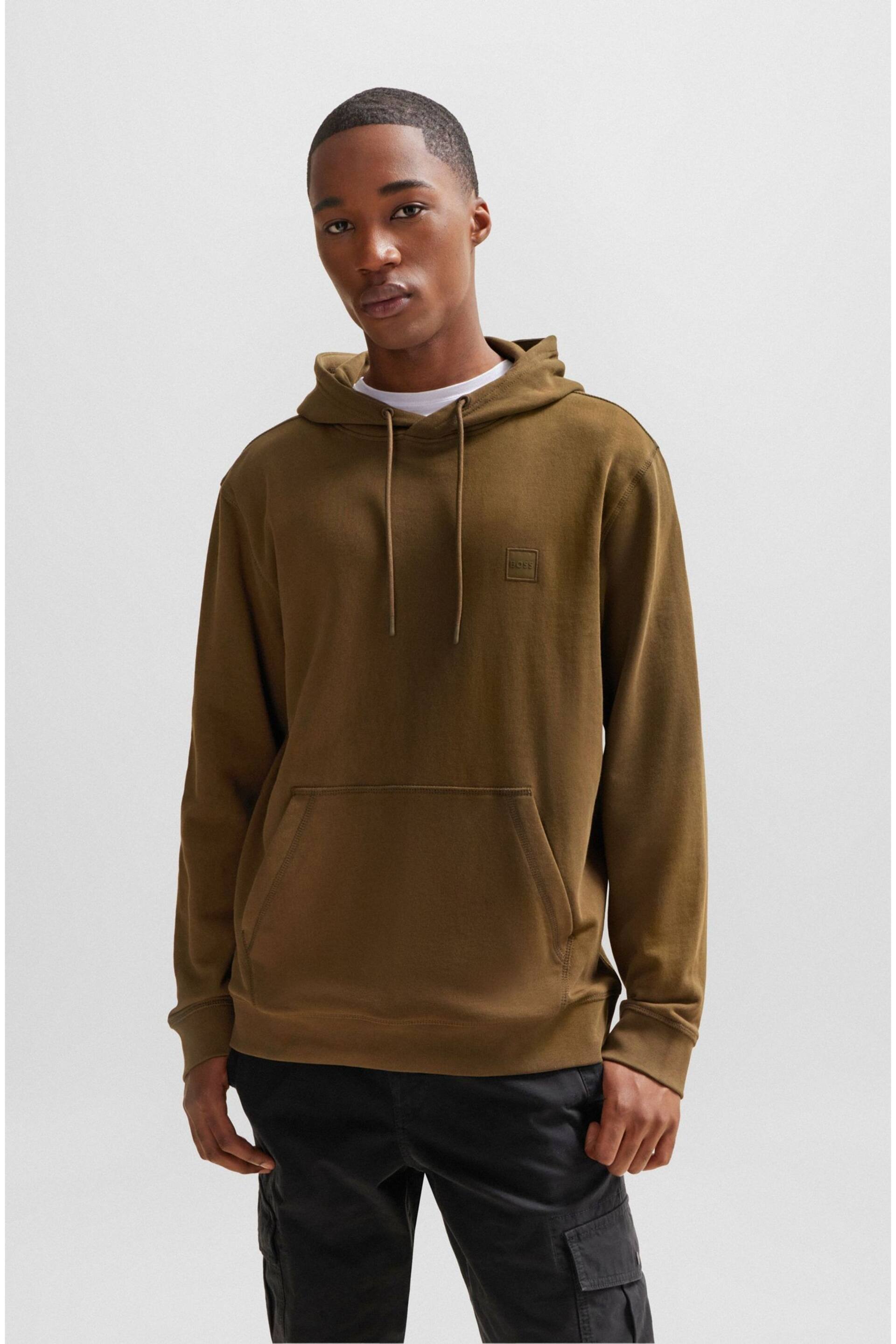 BOSS Green Logo-Patch Hoodie In Cotton Terry - Image 1 of 5