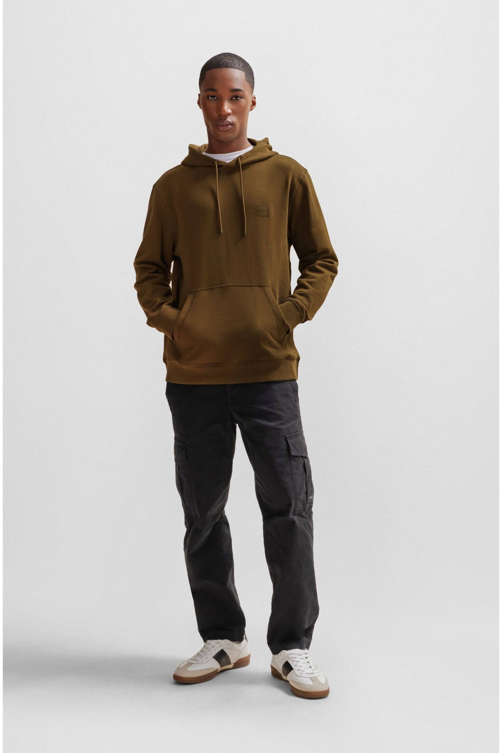 BOSS Green Logo-Patch Hoodie In Cotton Terry - Image 3 of 5