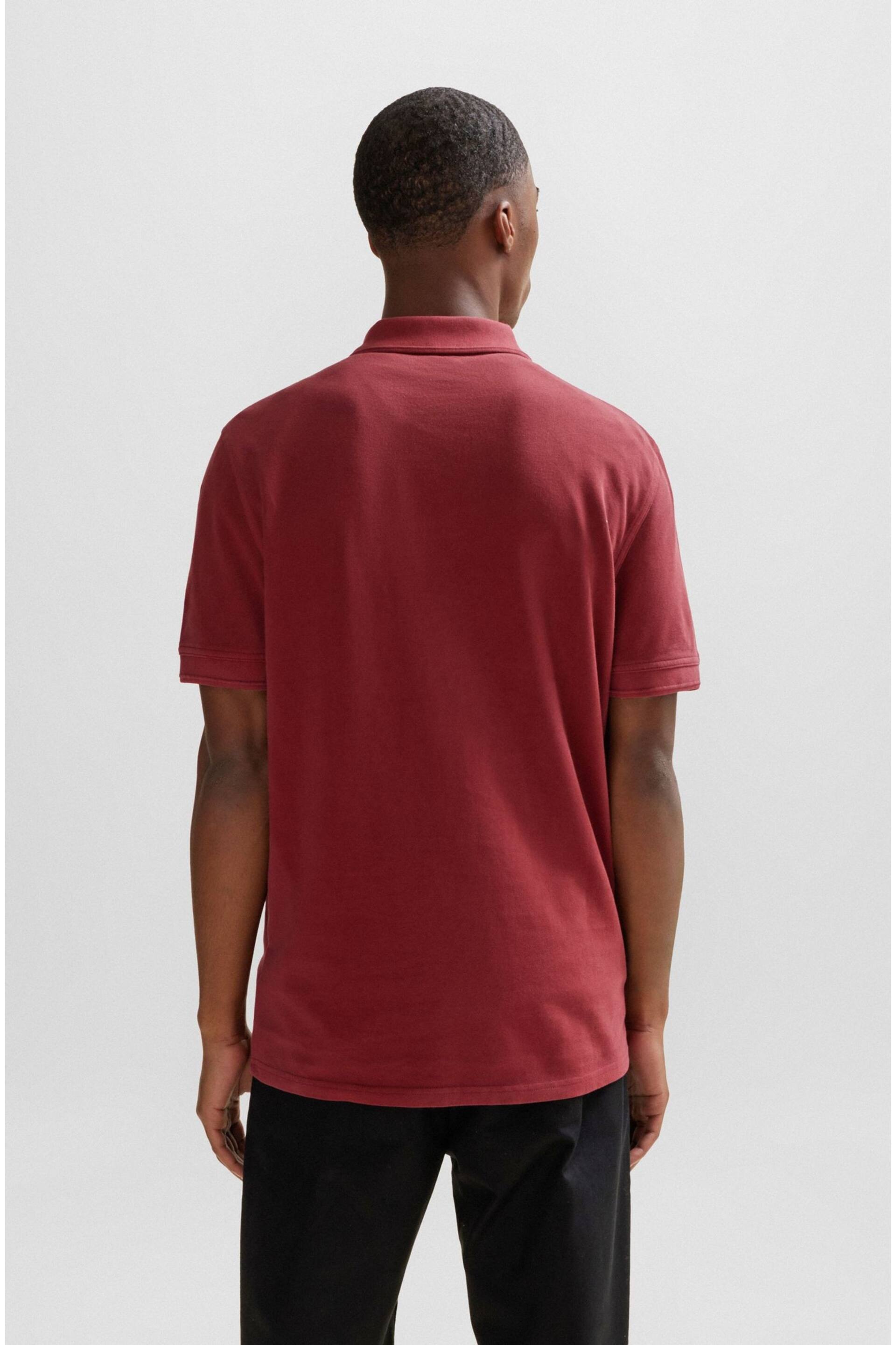 BOSS Red Cotton Pique Polo Shirt - Image 2 of 5