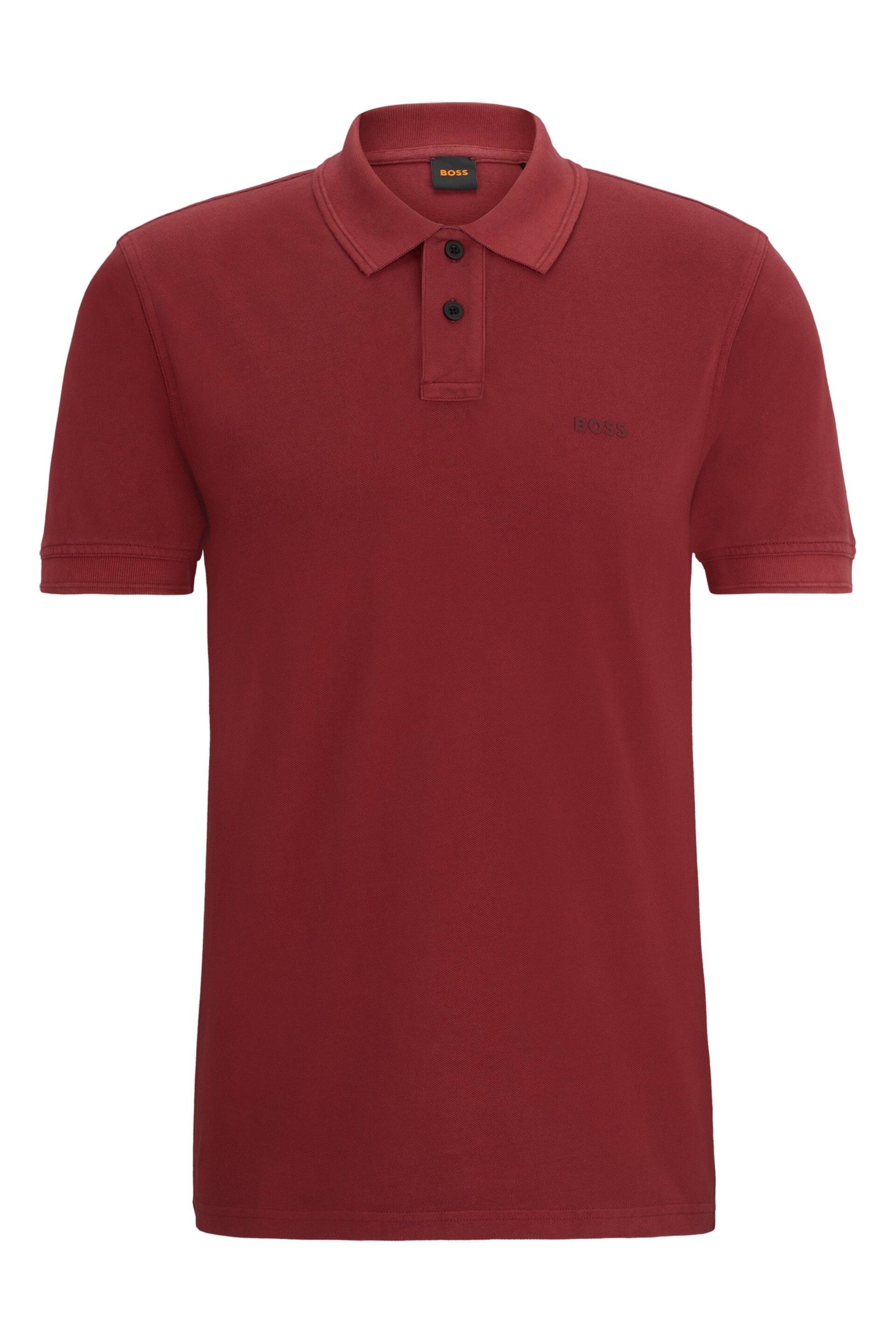 BOSS Red Cotton Pique Polo Shirt - Image 5 of 5