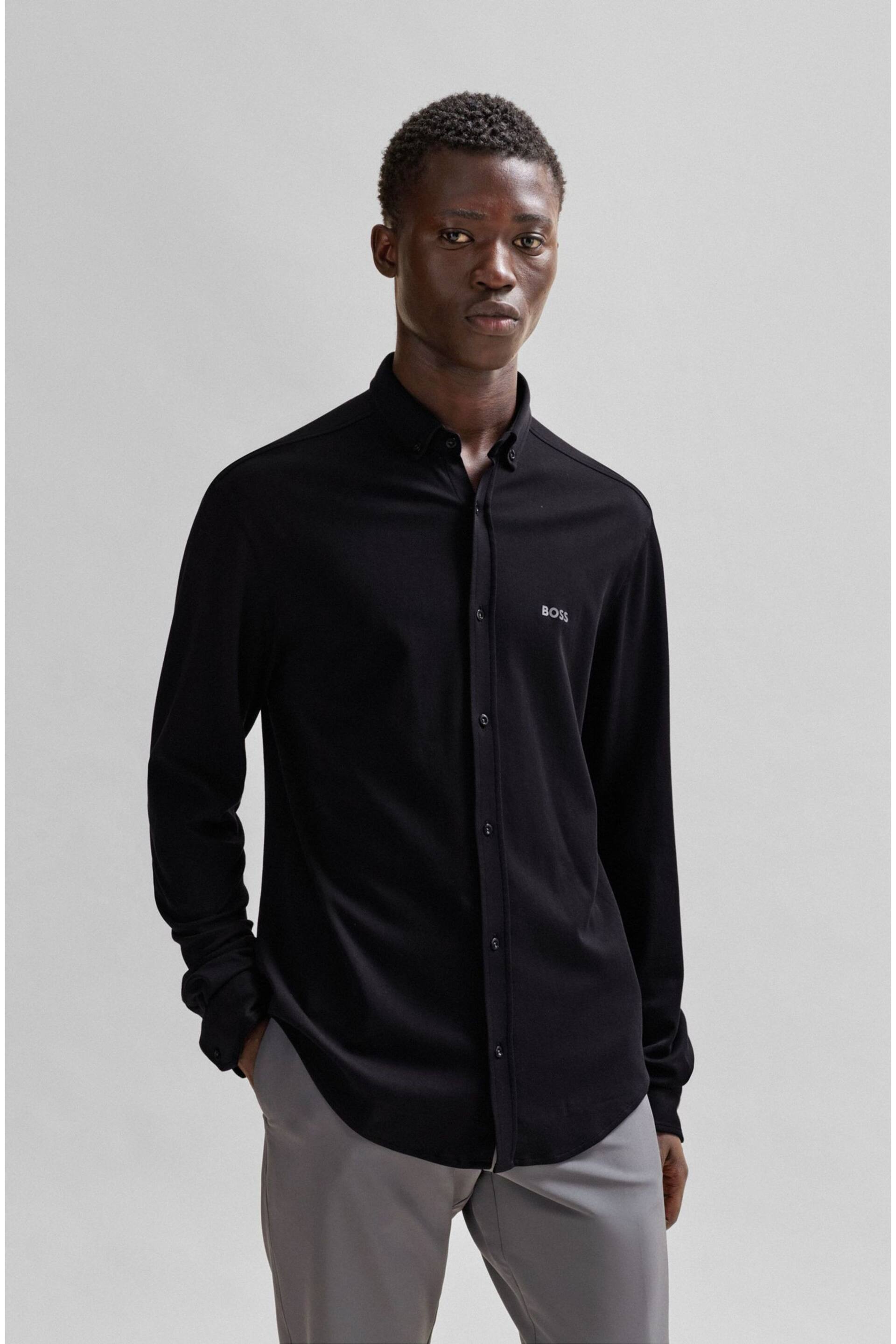 BOSS Black Cotton Pique Regular Fit Shirt - Image 1 of 6