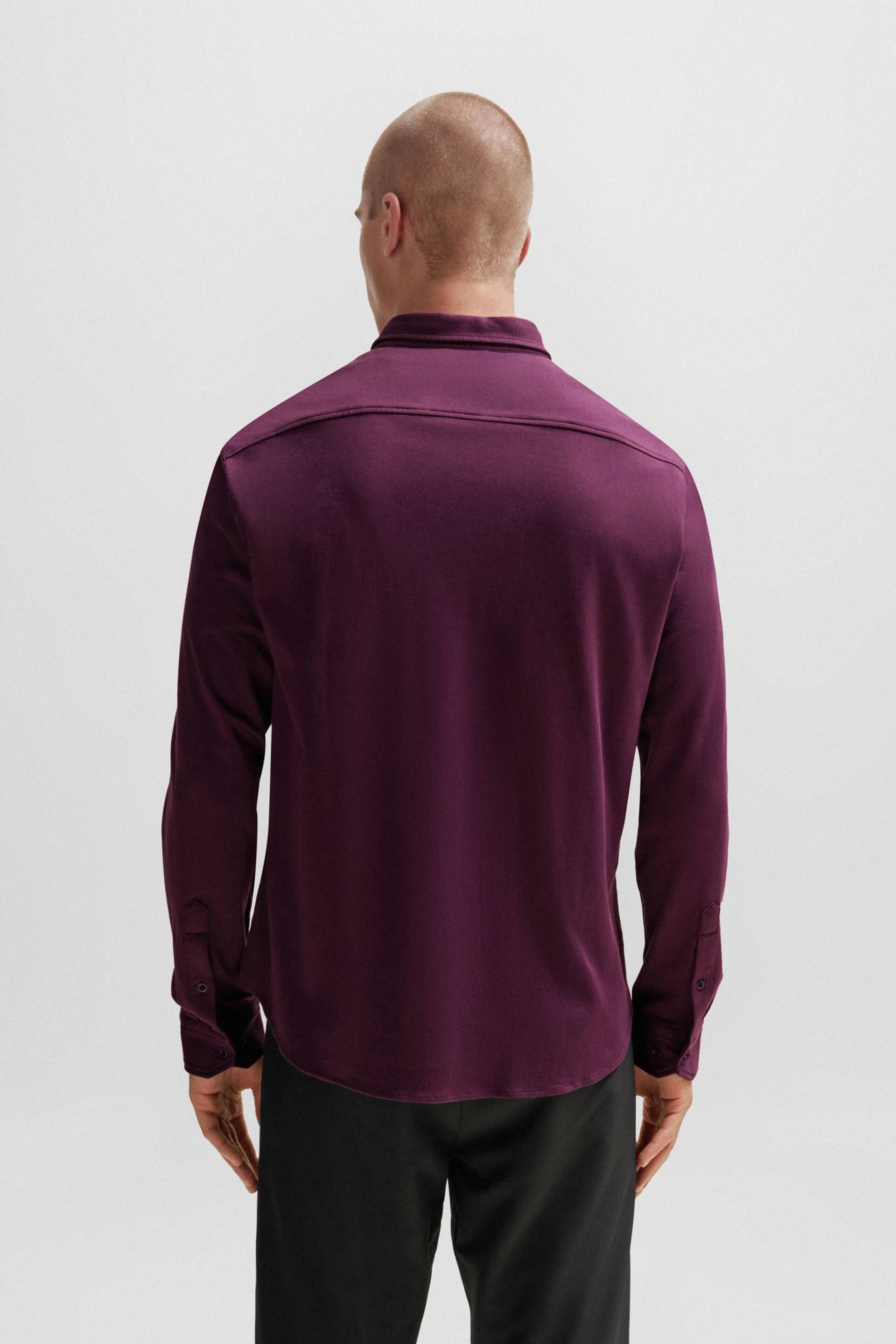 BOSS Purple Cotton Pique Regular Fit Shirt - Image 2 of 6