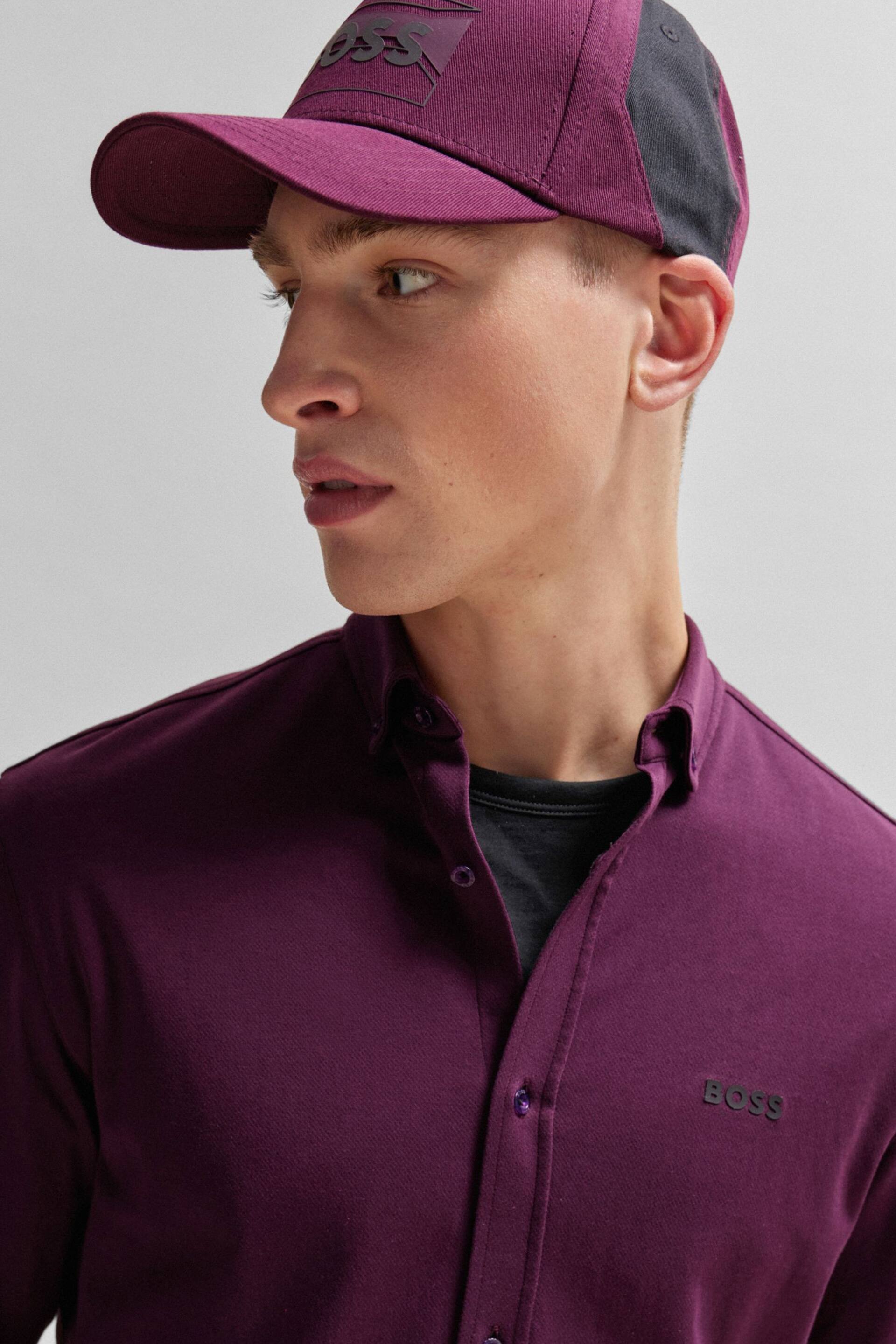 BOSS Purple Cotton Pique Regular Fit Shirt - Image 4 of 6