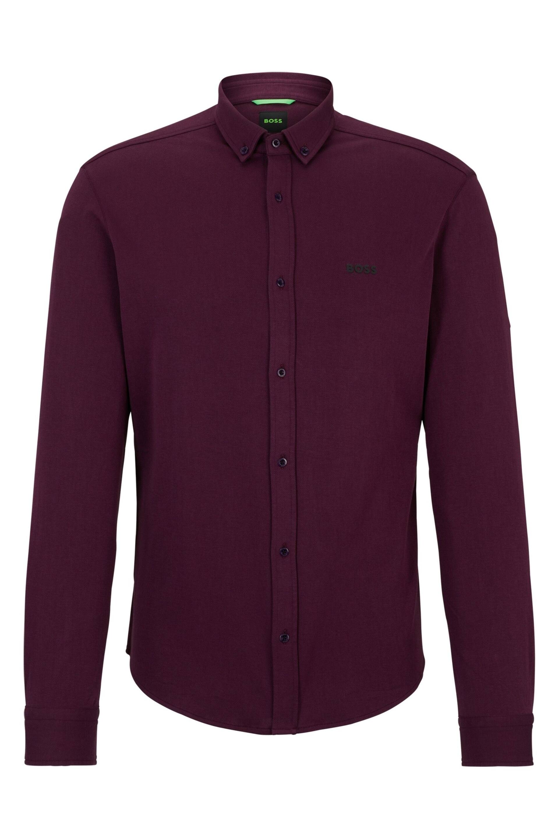 BOSS Purple Cotton Pique Regular Fit Shirt - Image 6 of 6