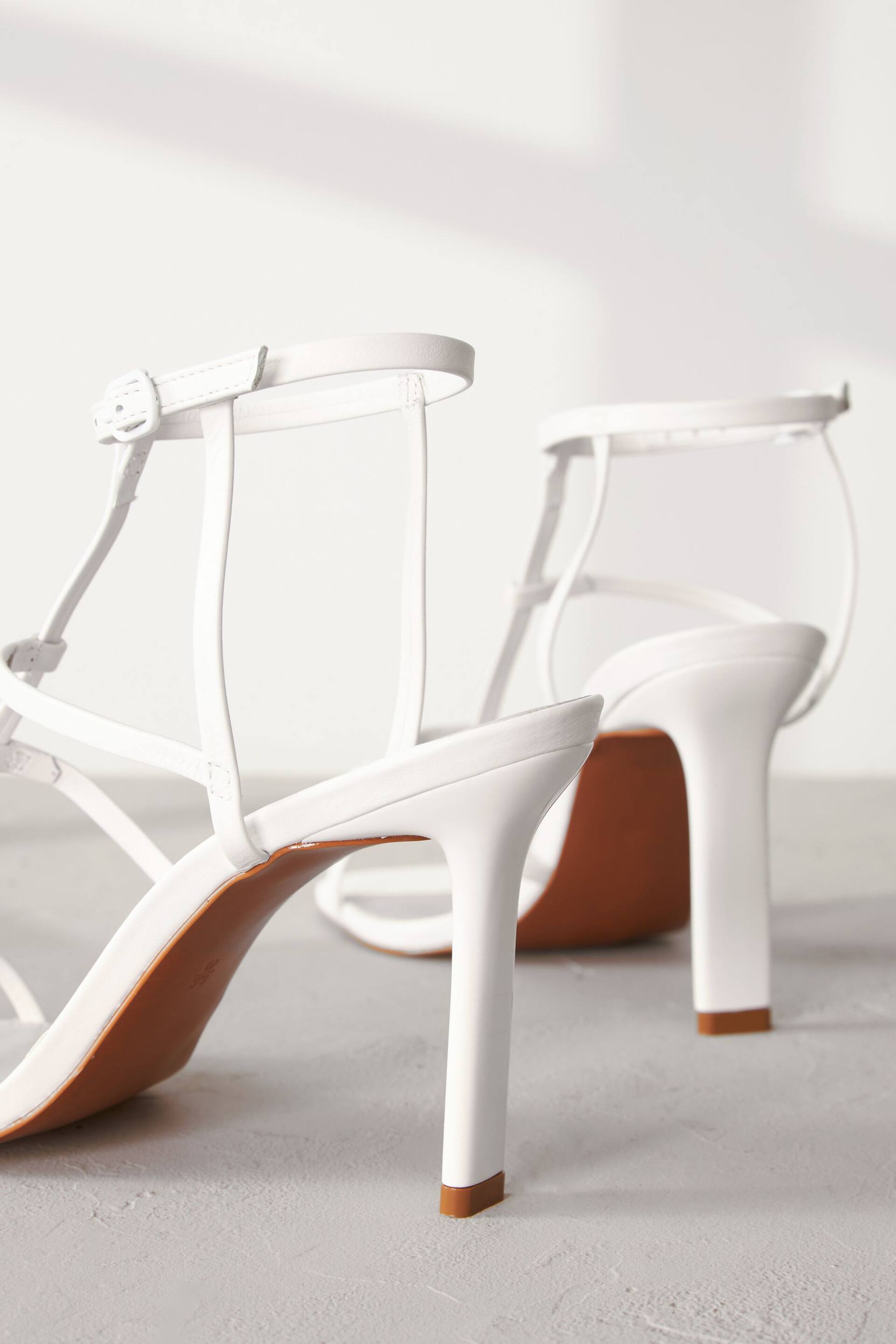 White Signature Leather Strappy Heeled Sandals - Image 5 of 8