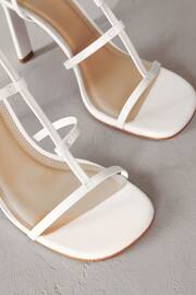 White Signature Leather Strappy Heeled Sandals - Image 7 of 8