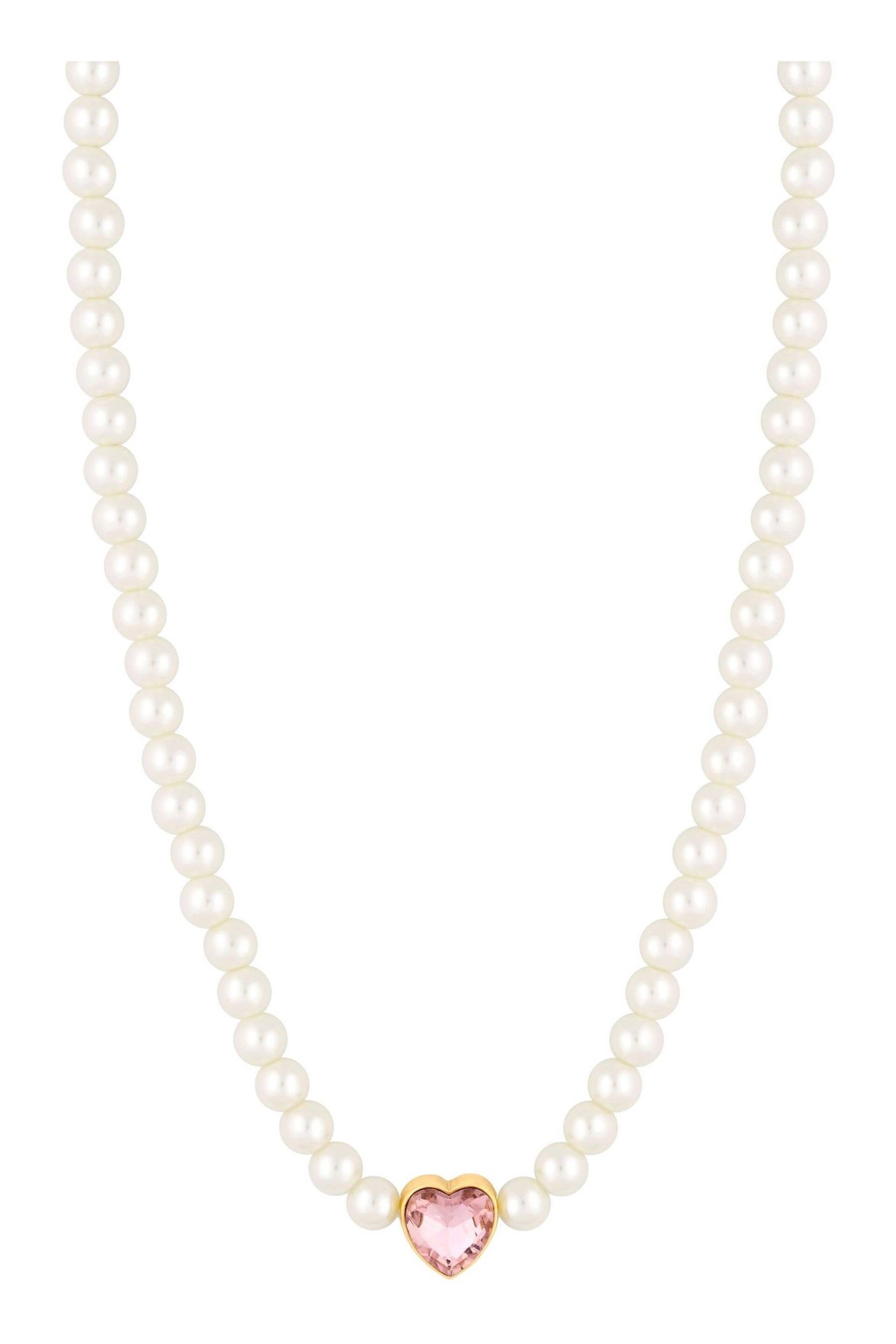 Lipsy Jewellery Gold Tone Pearl Heart Choker Gift Boxed Necklace - Image 3 of 4