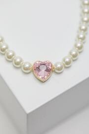 Lipsy Jewellery Gold Tone Pearl Heart Choker Gift Boxed Necklace - Image 4 of 4