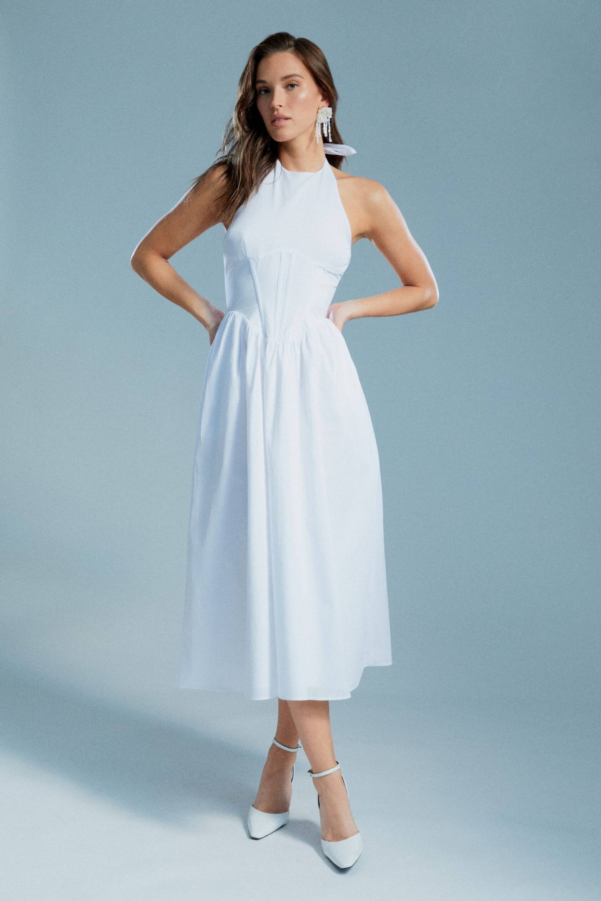 Bardot White Kylen Poplin Midi Dress - Image 1 of 6