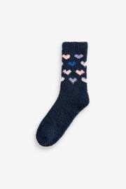 Navy/Purple Hearts Cosy Ankle Socks 4 Pack - Image 2 of 7
